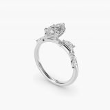 Marquise Diamond Whisper Side-Stone Engagement Ring, three-quarter view