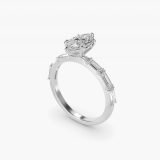 Marquise Floating Diamond Line Side-Stone Ring, three-quarter view