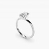 Radiant-Cut Knife-Edge Solitaire Engagement Ring, three-quarter view