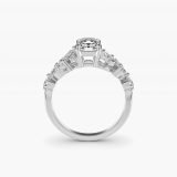 Radiant-Cut Diamond Nest Side-Stone Ring, profile view