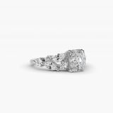 Radiant-Cut Diamond Nest Side-Stone Ring, side view