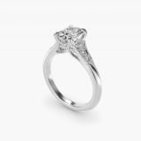 Radiant-Cut Art Deco Fleur-de-Lis Pavé Ring, three-quarter view