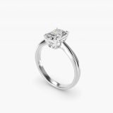 Radiant-Cut Wire Basket Solitaire Engagement Ring, three-quarter view