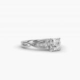Asscher-Cut Delicate Twist Petite Engagement Ring, side view