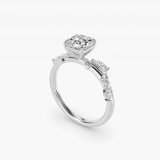 Asscher-Cut Diamond Whisper Side-Stone Engagement Ring, three-quarter view