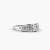 Asscher-Cut Escalating Baguette Side-Stone Ring, side view