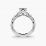 Asscher-Cut Milgrain Lace Pave Vintage Ring, profile view