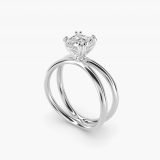 Asscher-Cut Criss-Cross Solitaire Engagement Ring, three-quarter view