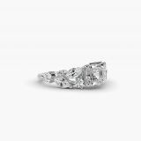 Asscher-Cut Diamond Nest Side-Stone Engagement Ring, side view