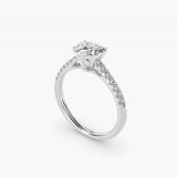 Heart-Shaped Petite Cathedral Pavé Engagement Ring, three-quarter view