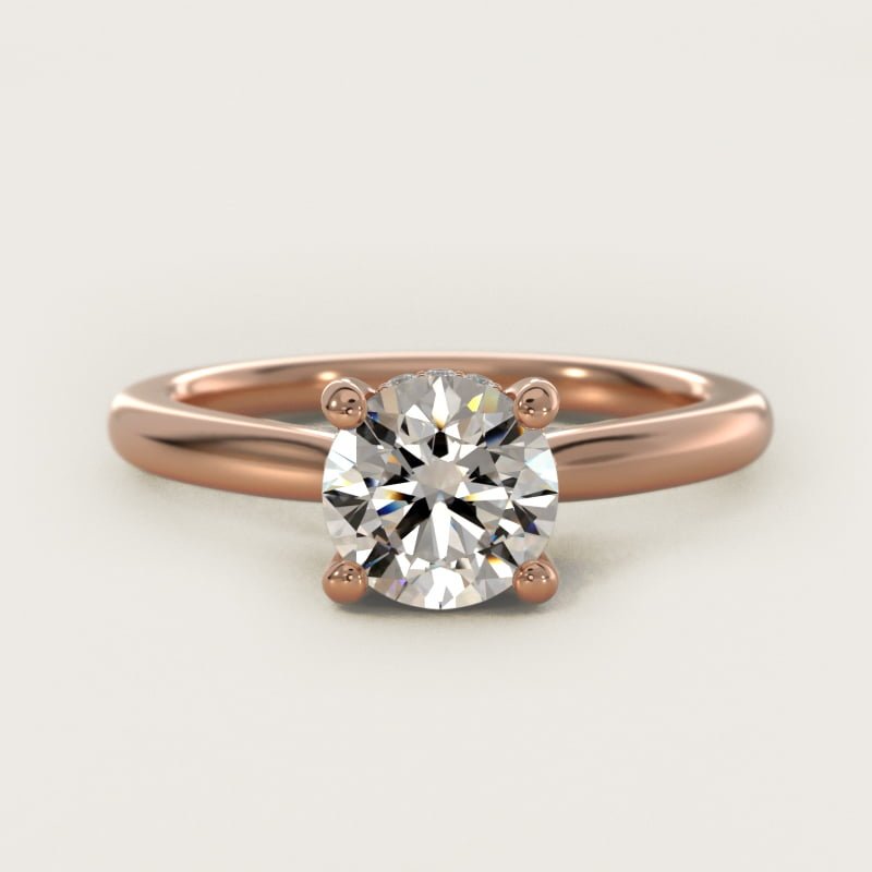 Round Brilliant Petite Hidden Halo Solitaire Engagement Ring