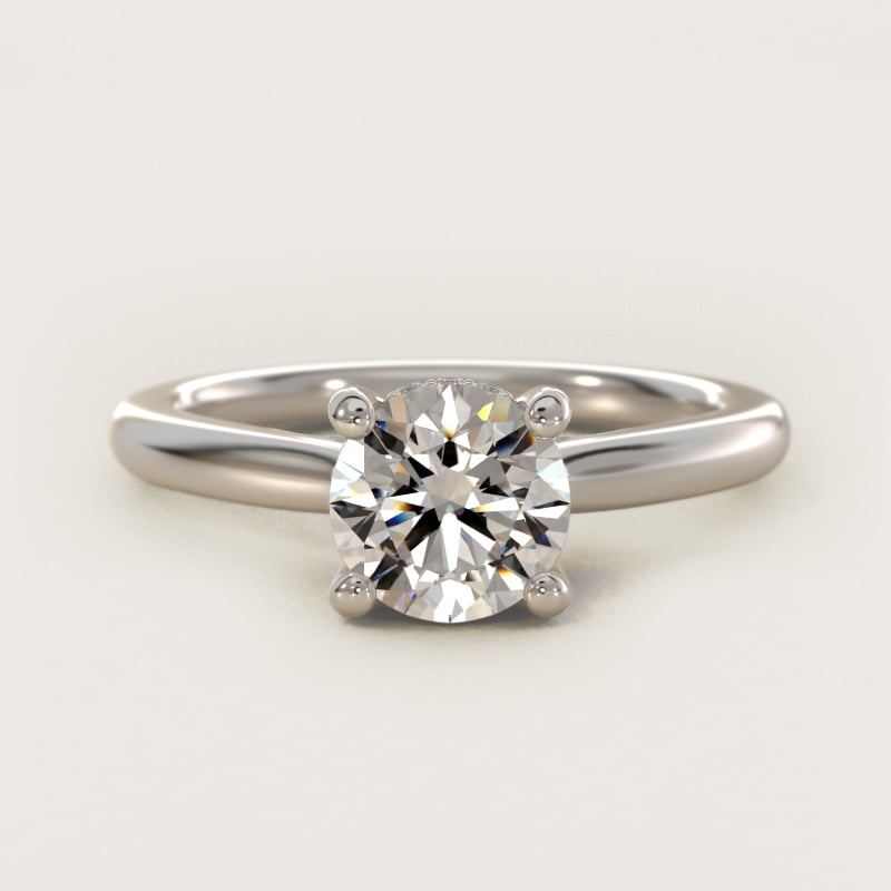 Round Brilliant Petite Hidden Halo Solitaire Engagement Ring