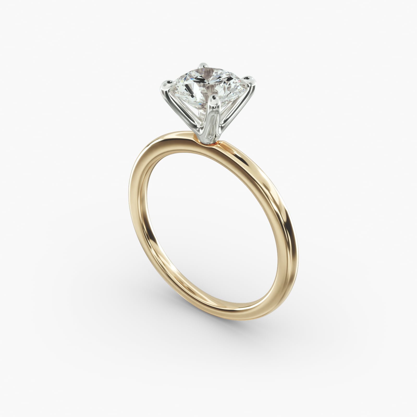 Bague de fiançailles solitaire rond brillant quatre griffes