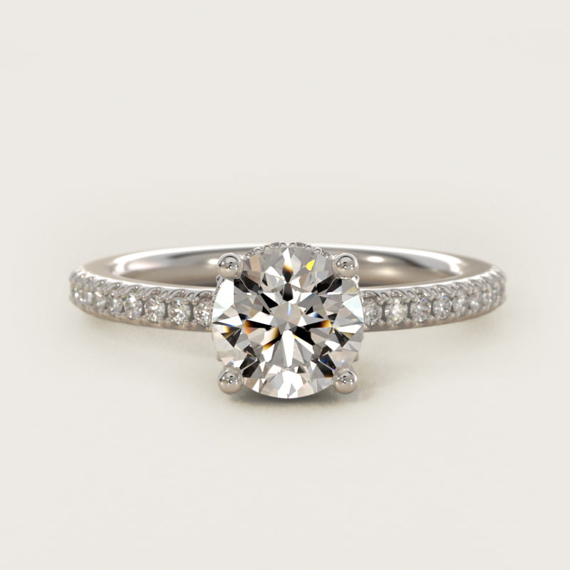 Round Petite Micropave Hidden Halo Engagement Ring