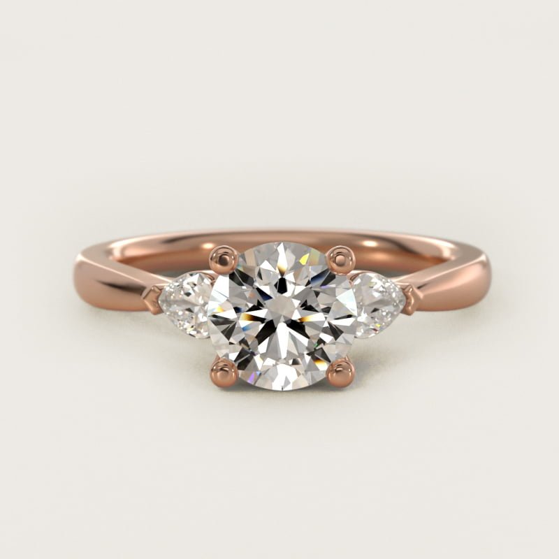Round Diamond Pear Side-Stone Engagement Ring