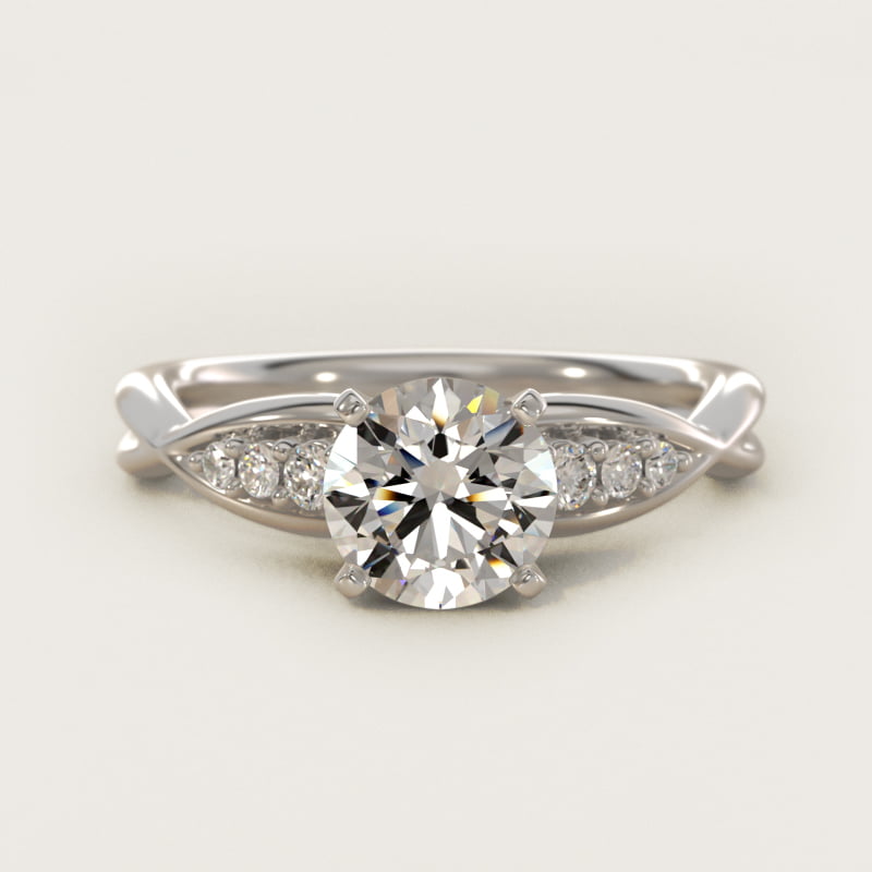 Round Delicate Twist Petite Diamond Engagement Ring