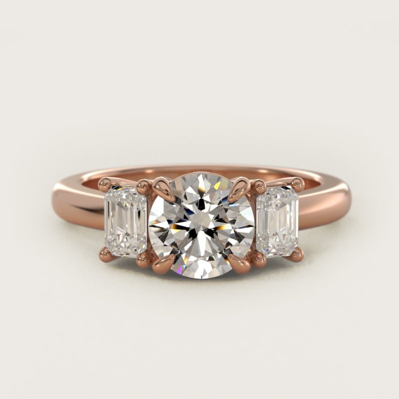 Round Three-Stone Diamond Engagement Ring