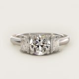 Round Three-Stone Diamond Engagement Ring, face-up view