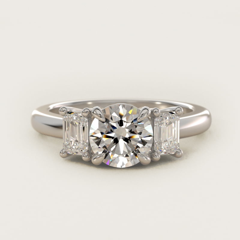 Round Three-Stone Diamond Engagement Ring