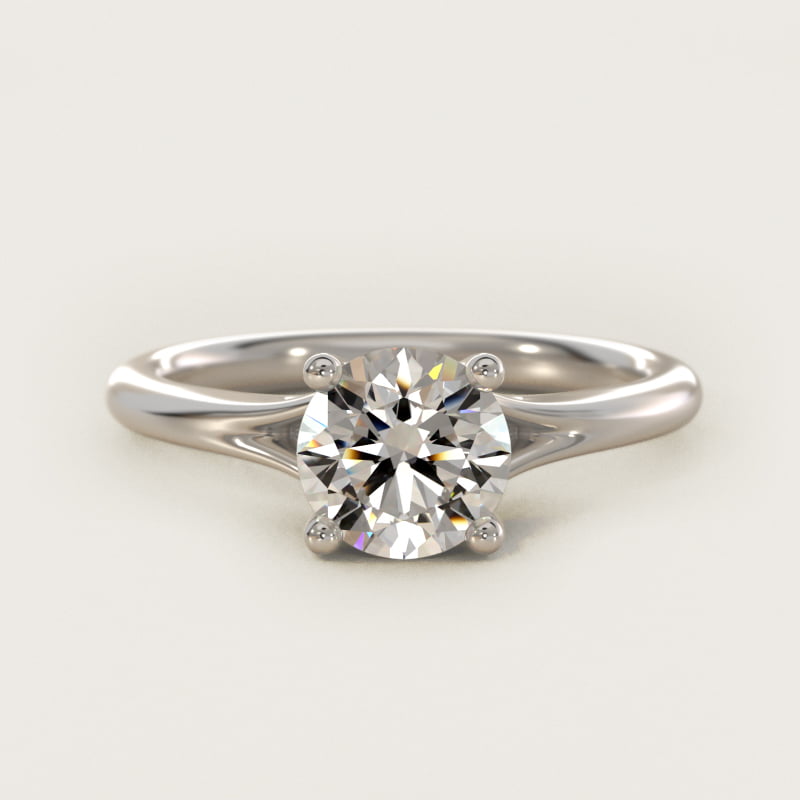 Round Petite Split-Shank Solitaire Engagement Ring