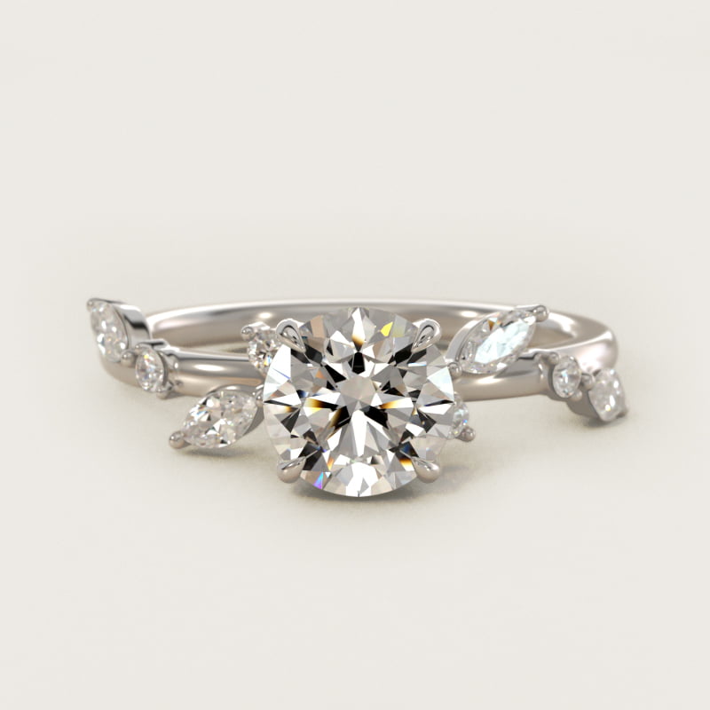 Round Diamond Whisper Side-Stone Engagement Ring