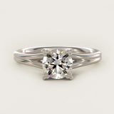Round Woven Solitaire Diamond Engagement Ring, face-up view