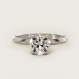 Round Knife-Edge Solitaire Diamond Engagement Ring, face-up view
