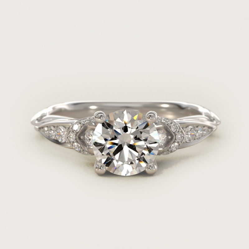 Round Graduated Pavé Diamond Engagement Ring