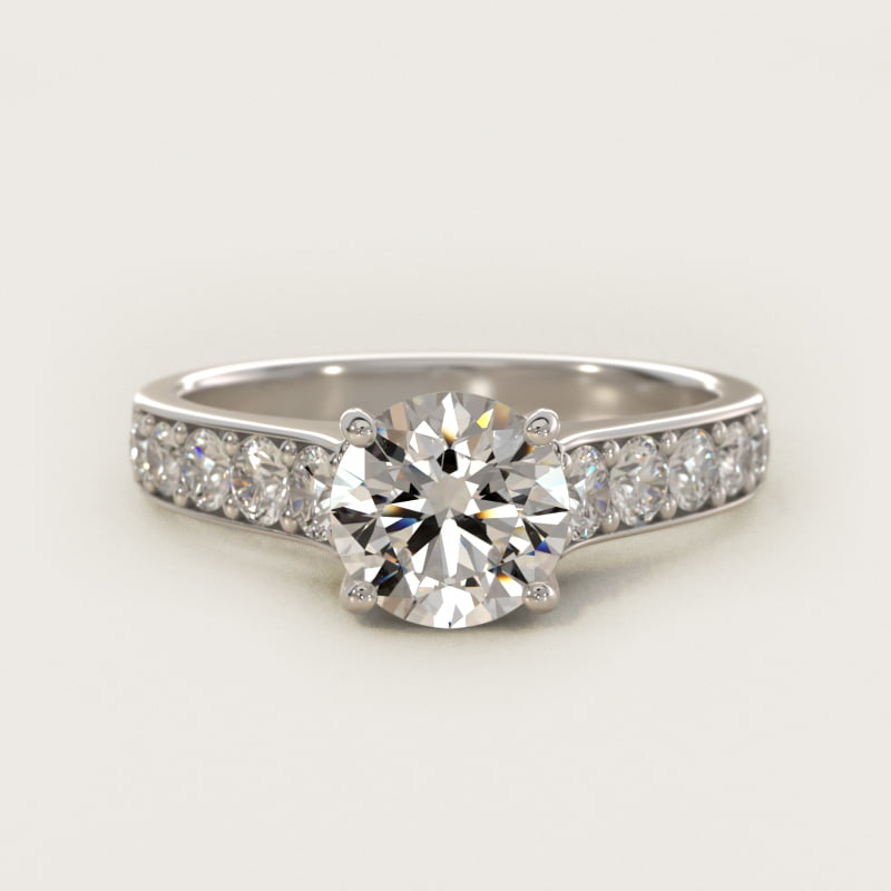 Round Cross-Prong Pavé Surprise Diamond Engagement Ring