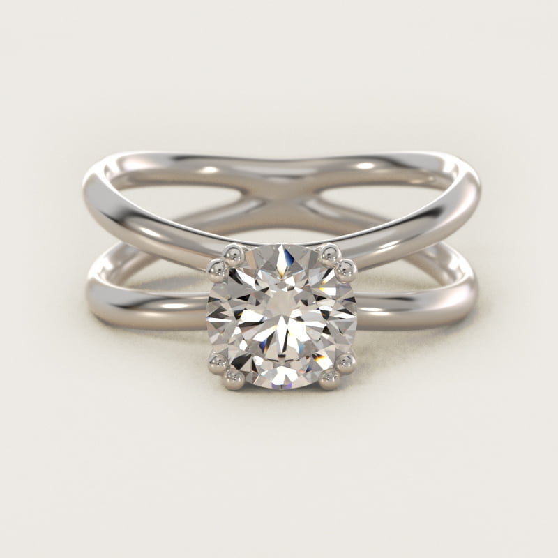 GIA-certified round diamond engagement ring in white gold