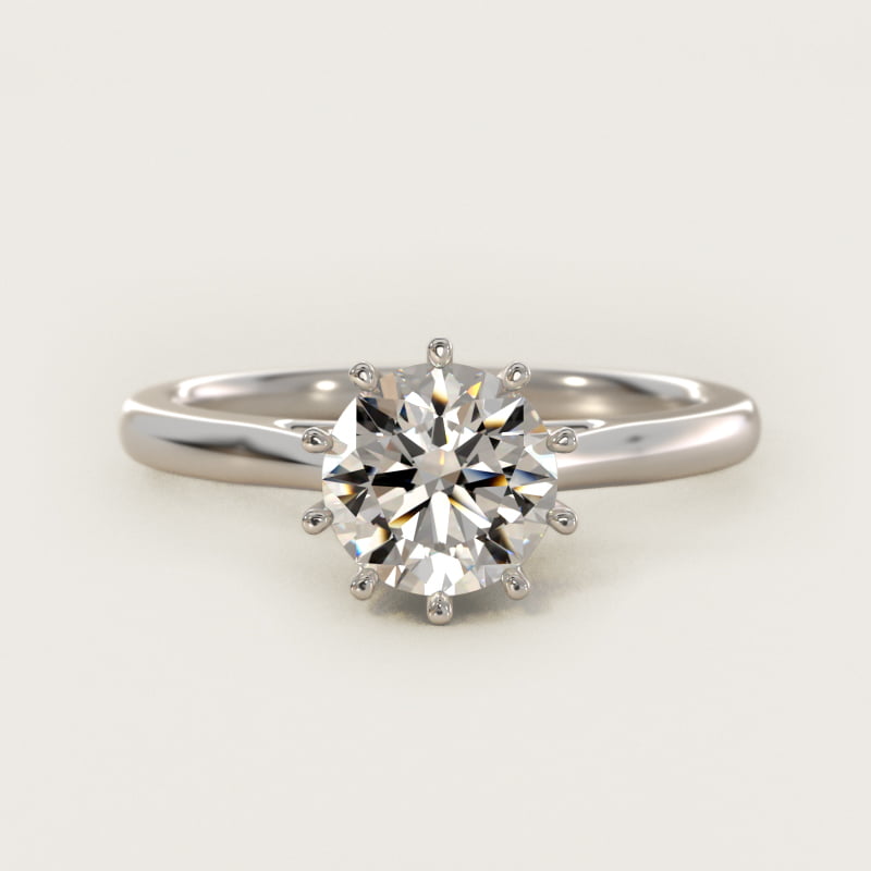 One and a half carat round diamond solitaire engagement ring