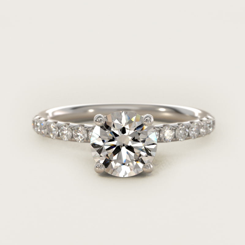 Round Crown Pavé Hidden Halo Diamond Engagement Ring