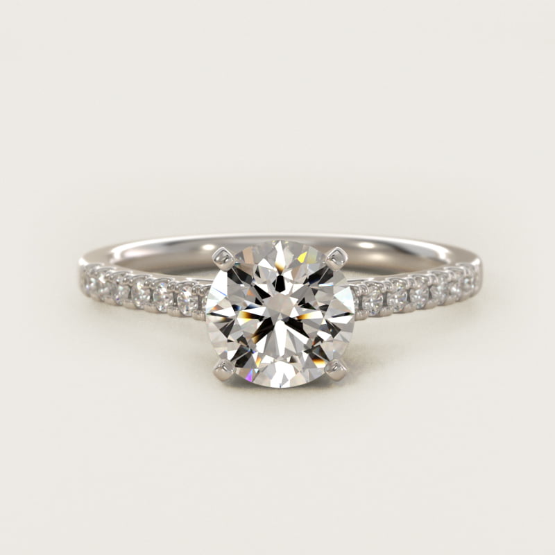 Round Petite Cathedral Pave Diamond Engagement Ring