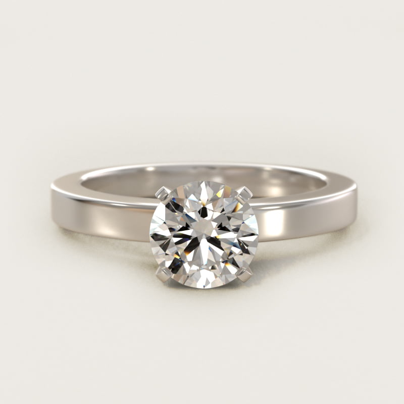 Round brilliant solitaire diamond engagement ring in white gold