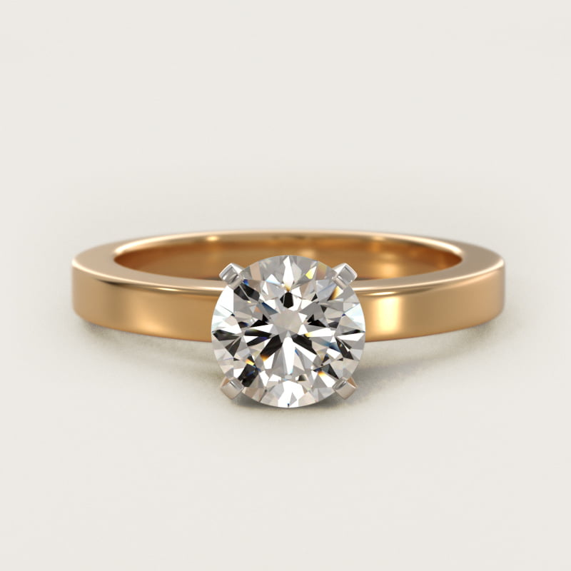 Yellow gold round diamond solitaire engagement ring
