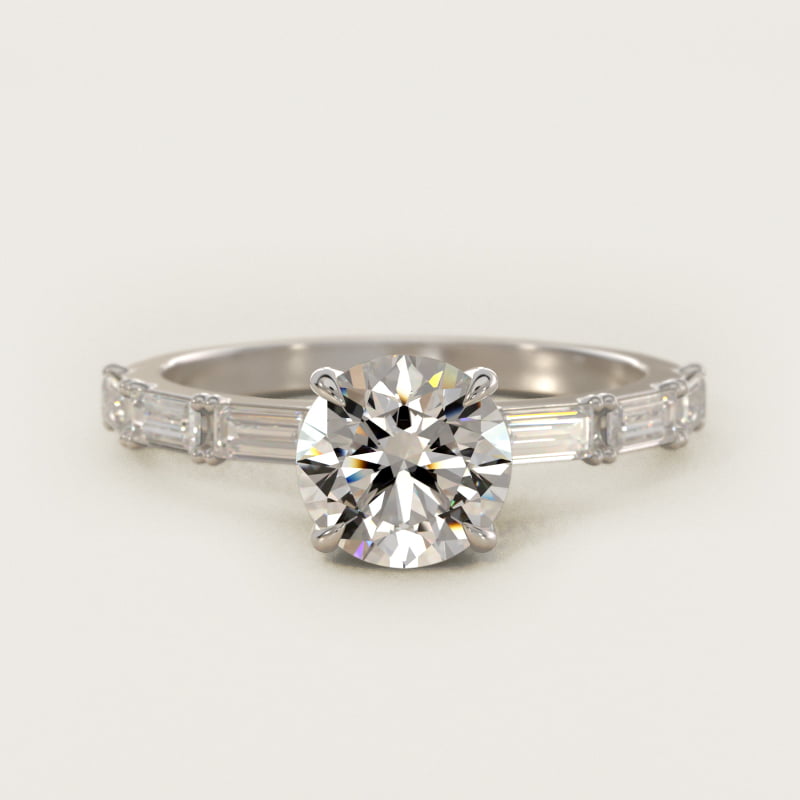 Round Floating Diamond Line Side-Stone Engagement Ring