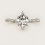 Round Compass-Point Diamond Accent Engagement Ring, face-up view