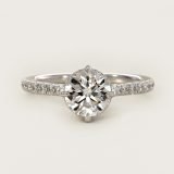 Round Cathedral Pave Crown Diamond Engagement Ring, face-up view