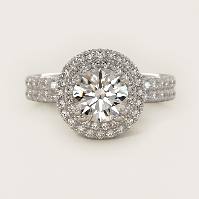 Round Double Halo Gala Diamond Engagement Ring