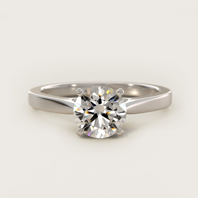 Round cathedral-set diamond engagement ring in white gold