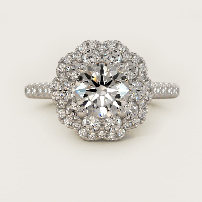 Round Vintage Diamond Halo Engagement Ring
