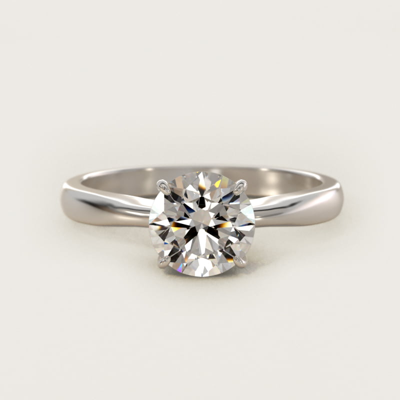 One-carat round diamond solitaire engagement ring in white gold