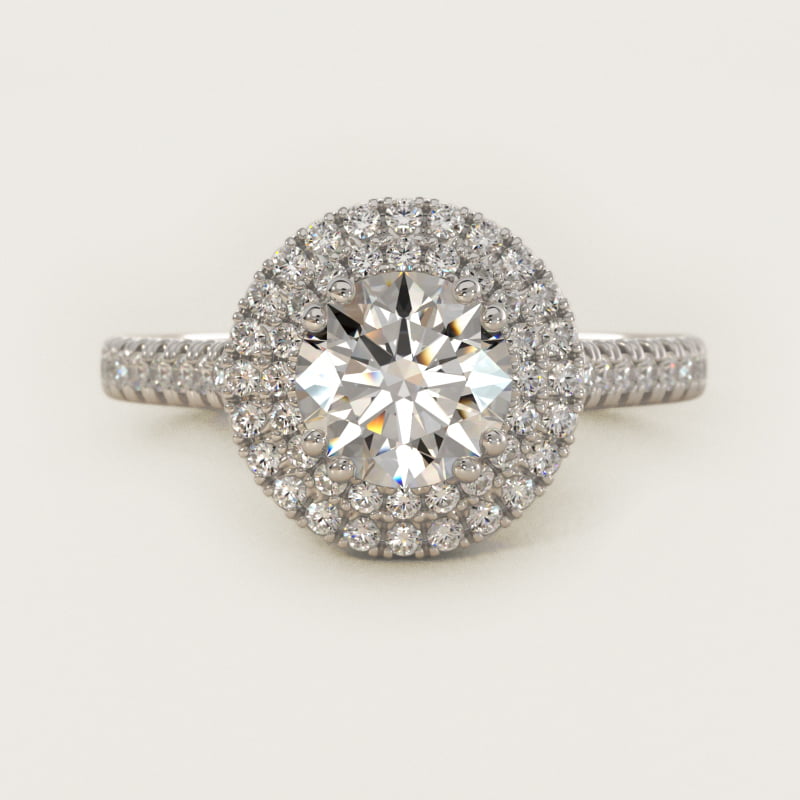 Round Micropave Double-Halo Engagement Ring