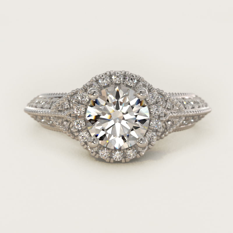 Round Vintage-Inspired Halo Engagement Ring