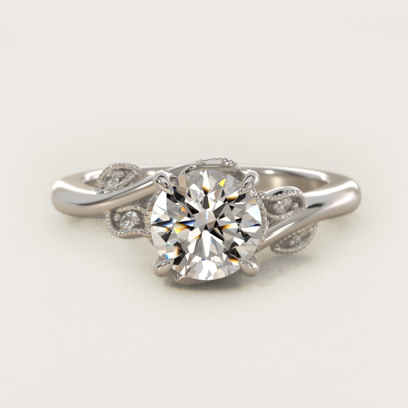 Round Entangled Vines Side-Stone Engagement Ring
