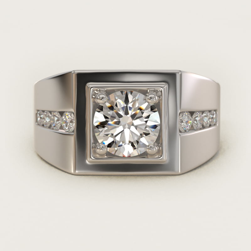 Round Diamond Channel Men’s Engagement Ring