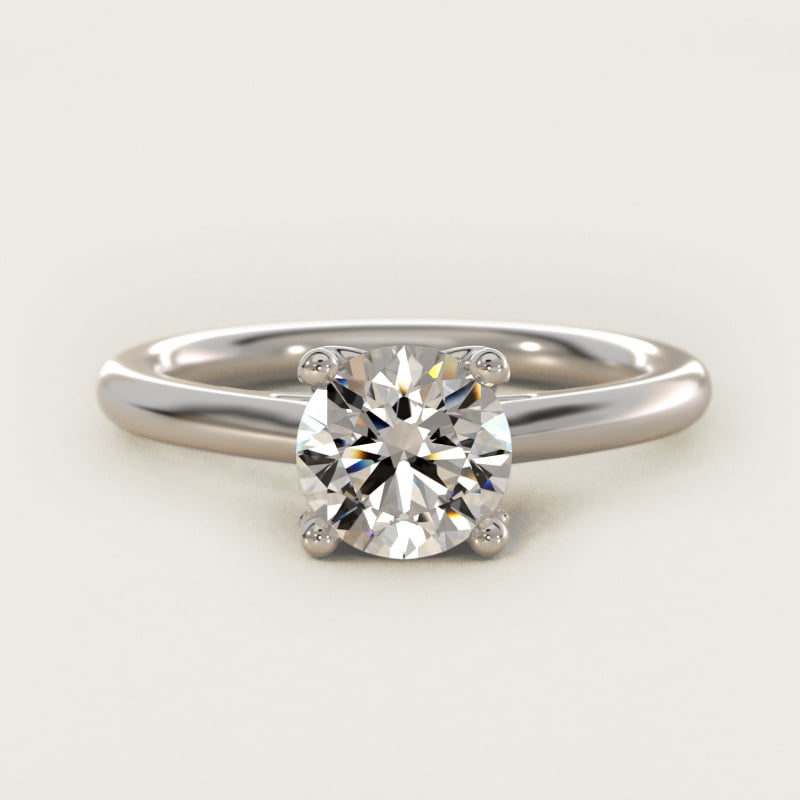 Round Leaf Solitaire Plus Diamond Engagement Ring