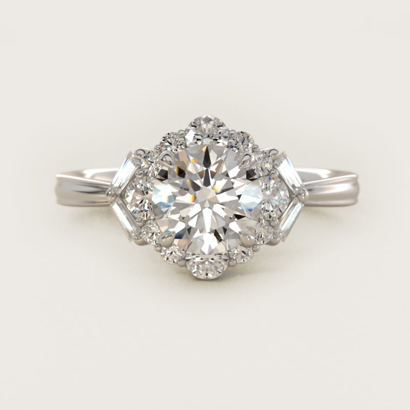 Round Glamour Halo Vintage Engagement Ring