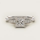 Princess-Cut Delicate Twist Petite Diamond Engagement Ring, face-up view