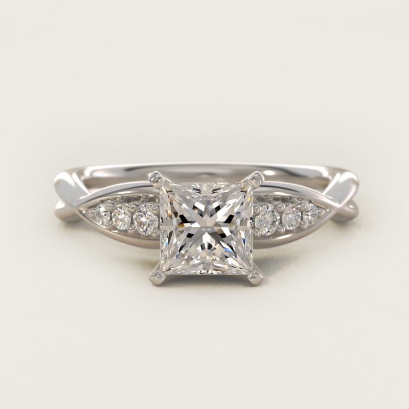 Princess-Cut Delicate Twist Petite Diamond Engagement Ring